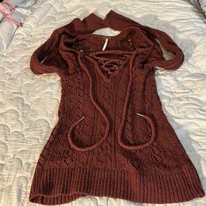 XS free people tie front sweater